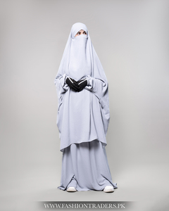 Modeste porter deux pièces longueur de plancher pour manches élastiques pour les femmes musulmanes léger respirant polyester tissu Ramadan - Product Image 4