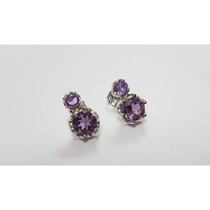 Women's Classic and Trendy Amethyst White Gold <b>Stud</b> <b>Earrings</b> for Wedding and Engagement Occasions - Product Image 1