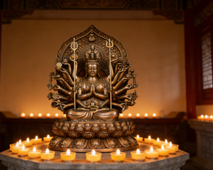 Statue de <span class=keywords><strong>Bouddha</strong></span> dorée en bronze, sculpture artisanale en métal moulé à la main avec placage or, décoration religieuse d'intérieur, objet de collection - Product Image 1