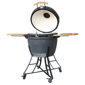 Aulex xl Kamado 24-इंच सिरेमिक पोर्टेबल फोल्डेबल ट्रॉली आधुनिक गैर-स्टिक पिएज़ो इग्निशन आउटडोर चारकोल बीबीसी ग्रिल - Product Image 3