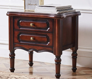 Raseano Smart Nightstand 2-Drawer Solid Wood Traditional Antique Design Bedroom <b>Storage</b> Cabinet - Product Image 2