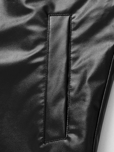 OEM <b>Men's</b> Custom Unisex Zip-up Black Leather <b>Jacket</b> <b>Thin</b> Canvas Stand Collar Customizable Leather <b>Jacket</b> for <b>Men</b> <b>jacket</b> for <b>men</b> - Product Image 5