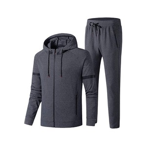 Precio barato Regular Fit Mens Hooded Training Chándal Set-Venta al por mayor Full Zip Gym Jogging Joggers - Product Image 3