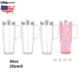 Vaso <span class=keywords><strong>de</strong></span> 40oz con purpurina estética, transparente, con pajita, <span class=keywords><strong>de</strong></span> doble pared, <span class=keywords><strong>de</strong></span> acrílico, para viaje, al por mayor - Product Image 2