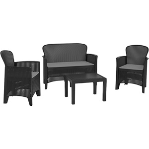 Divano divano da 2 posti in polipropilene antracite Progarden Set tavolino e Jungle Rattan linea da giardino per uso interno - Product Image 1