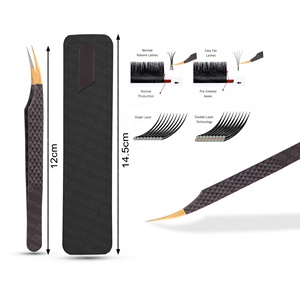 แหนบต่อขนตาสแตนเลสขายดี ด้ามจับเพชร สำหรับมืออาชีพ น้ำหนักเบา - Product Image 3