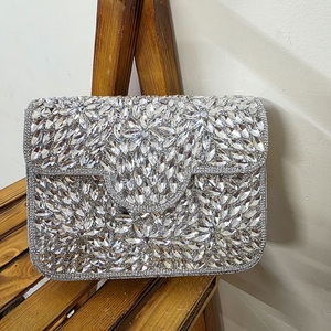 Women's New Heavy Crystal Flap <b>Clutches</b> Elegant Bags for Evening Occasions - Product Image 1