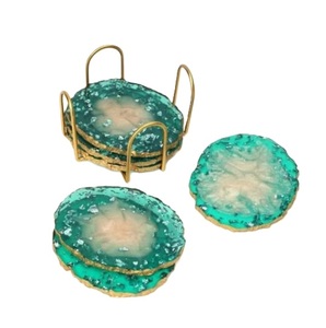 High Quality Swirl Epoxy Resin Tea <b>Coaster</b> <b>Set</b> Of 4 With Resin Holder Coffee Wine Breakfast Dinnerware Mats & Pads <b>Placemat</b> - Product Image 3
