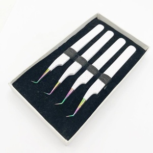 Pince à cils avec logo personnalisé en gros 45 & 90 degrés en acier inoxydable massif blanc pointes multipointues - Product Image 5