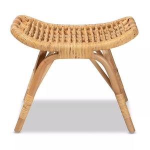 Taburete tejido bohemio ergonómico hecho a mano, muebles de ratán natural con diseño contemporáneo para sala de estar o villa - Product Image 2