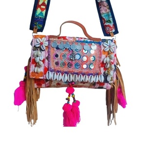 Bolso de mano bordado Vintage de lujo hecho a mano indio, bolso de algodón Banjara para mujer, bolso de hombro con estilo de moda para compras nocturnas - Product Image 2