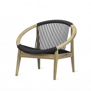 Fauteuil de salon en teck courbé avec dossier en corde tressée à la main pour un intérieur moderne - Product Image 1