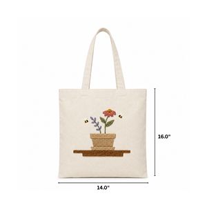 Bolsa de Tela de Algodón con Diseño Floral de Abejas Garden Bloom, 14x16 Pulgadas, Bolsa de Compras de Lona con Logotipo Personalizado al por Mayor - Product Image 1