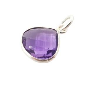 12mm Amethyst <b>Heart</b> Pendant, 925 Sterling <b>Silver</b> Bezel Setting, Handmade Birthstone Jewelry, Elegant <b>Necklace</b> Charm - Product Image 2