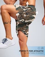 Shorts de sport pour hommes personnalisés en gros pour l'été, motif camouflage, taille élastique, shorts de course Under Armour avec impression à chaud, toutes tailles personnalisables