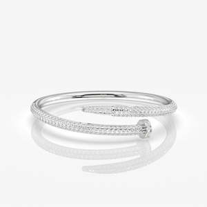 Elegante Brazalete de Oro de 9K con Diamante Cultivado en Laboratorio de Corte Redondo, Brazaletes de Diamantes Sencillos y Elegantes - Product Image 3