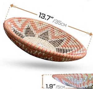Dernier prix d'usine fait à la main Art Déco bambou rotin corde osier jonc de mer décoratif arrondi mur panier suspendu décoration de la maison - Product Image 4