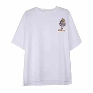 T-shirt en coton pour femmes T-shirts à manches courtes avec col rond Design imprimé sur le devant Tissu tricoté - Product Image 3