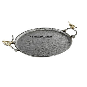 Bandeja decorativa Forma de hoja de metal de aluminio Bandeja de servicio de color plateado Artículo de tendencia Cena romántica Fiesta usada - Product Image 2