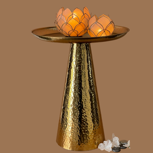 Mesa auxiliar de metal dorado al por mayor con base martillada, mesa auxiliar de sofá con acento redondo para uso en interiores a un precio asequible - Product Image 5