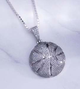 Collier de basket-ball serti de pierres, pendentif pour femme, moissanite, brillant, certifié IGI, 45 g, argent sterling 925, cadeau pour les amateurs de sport - Product Image 4