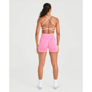 Nouveau design soutien-gorge de sport croisé rose pour bébé décolleté en V flatteur dos à bretelles nouveau soutien-gorge de sport de fitness pour femmes adultes à fort impact - Product Image 2