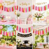 Guirlande de pompons en papier de soie coloré pour décoration de fête, bannière pour anniversaire, baby shower, mariage, célébration