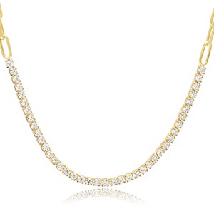 Square Zirconia Stone Link Chain Design Tennis <b>Choker</b> Necklace Pendant Turkish 925 Sterling <b>Silver</b> Handmade Wedding Gift Jewelry - Product Image 4