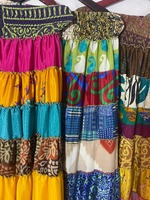 Falda de Mujer al por Mayor, Falda Mágica Estilo Bohemio, Vestido Sari, Estilo Hippie, Playero, Gitano, Doble Capa, Hecho a Mano, Reciclado, Patchwork Boho