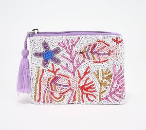 Sac à main en perles de qualité supérieure, sac fourre-tout de luxe, sac en perles fait à la main, tissage décontracté, sac à monnaie pour femme, fermeture ouverte, décoration florale - Product Image 1