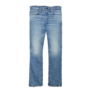 Pantalones vaqueros verdes de mezclilla de estilo personalizado para hombre, pantalones holgados de pierna ancha de algodón con diseño apilado, pantalones holgados de pierna recta para hombre a la venta - Product Image 5