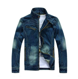 Chaqueta vaquera informal de manga larga personalizada para hombre para primavera Otoño, abrigo vaquero de moda con solapa y cremallera, tela de lona - Product Image 3