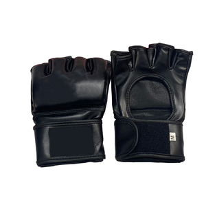 Gants d'entraînement demi-doigts en cuir véritable MMA et Kickboxing unisexe de qualité supérieure avec boucle à crochet réglable et dragonne - Product Image 6