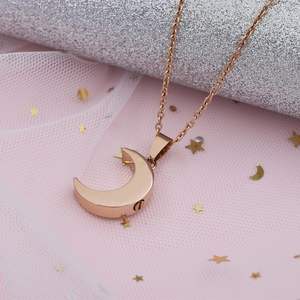 Collares de urna de luna de oro rosa para cenizas urna de recuerdo de cremación de acero inoxidable para cenizas humanas conmemorativas para mujeres y hombres tamaño personalizado - Product Image 4