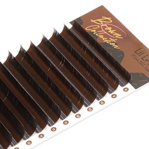 Extensions de cils en cachemire brun foncé 7mm 8mm 9mm sans nœuds, cils individuels en soie brune, plateaux de cils en gros, commande en gros - Product Image 1