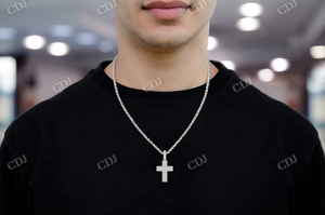 Venta caliente al por mayor joyería fina colgante masculino de plata esterlina con borde chapado en oro Cruz collar de Cruz simple para mujeres - Product Image 5