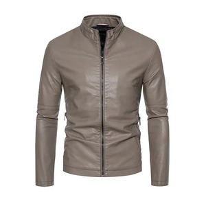 Veste en cuir pour hommes automne et hiver nouvelle version coréenne mince velours col montant jeunesse moto hommes veste en cuir PU - Product Image 2