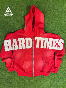 Sweat à capuche en strass AIFRAN pour homme, streetwear de luxe, lourd, surdimensionné, patchwork délavé, polaire, pull personnalisé, vêtements de sport - Product Image 4