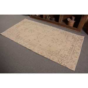 พรมตุรกีวินเทจสีเบจแบบดั้งเดิมขนาด3.5x6.6ฟุตผ้าวูลดีไซน์เย็บปะติดปะต่อกันสำหรับวัยรุ่นข้างเตียง4เมตรโถงทางเดินสี่เหลี่ยมผืนผ้า - Product Image 3
