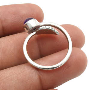 แหวนเงินแท้ 925 ประดับพลอยอเมทิสต์ธรรมชาติ ดีไซน์ใบไม้ ปรับขนาดได้ แหวนทำมือ สไตล์โบฮีเมียน สำหรับผู้หญิง - Product Image 2