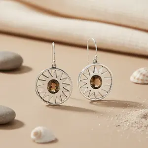 Boucles d'oreilles tendance en argent sterling 925 pour femmes, diamant/coupe poire, or rose/jaune et pierre émeraude - Product Image 3