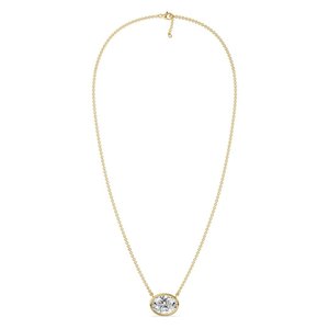Collier pendentif solitaire ovale serti de pierres - Product Image 2