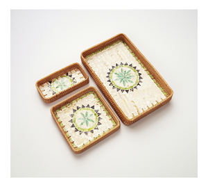 ถาดเสิร์ฟตกแต่งงานฝีมือประดับมุกเวียดนาม ดีไซน์หรูหรา ทนทาน เป็นมิตรกับสิ่งแวดล้อม ผิวขัดเงา สำหรับบ้านหรูและโรงแรม - Product Image 1