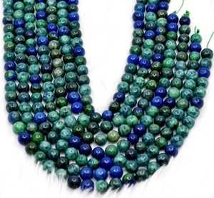 Perles rondes polies de 8 mm en azurite et malachite, cristaux naturels, pour la méditation, la joaillerie et la mode - Product Image 6