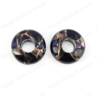 Perles européennes lisses en turquoise cuivrée noire Mohave naturelle de haute qualité, 14x8mm 5mm, perles rondelles lâches pour la fabrication de bijoux DIY