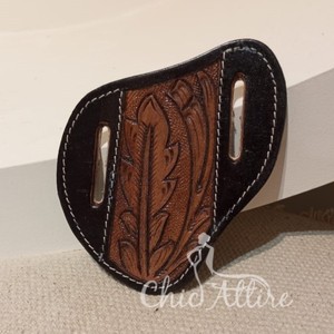 Gran oferta, cubierta de cuchillo de cuero mecanizada a mano de estilo occidental para exteriores para cuchillo plegable, cubierta de cuchillo elegante - Product Image 1