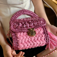 NOUVELLE COLLECTION 2026 – Pochette unisexe en crochet métallique, sacs à main décontractés de luxe tricotés avec détail nœud, doublure en coton, style vintage