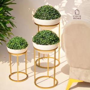 Maceta de metal para interiores de calidad superior Acabado de latón antiguo de doble tono para jardín de esquinas verdes modernas - Product Image 3