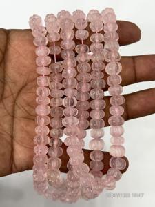 Cuentas Sueltas de Cuarzo Rosa Natural en Forma de Calabaza, 17 Pulgadas, Tamaño 8-10 mm - Product Image 3