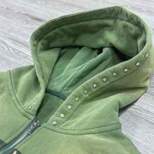 Manufacturer Rhinestone <b>Leopard</b> <b>Print</b> Men's <b>Hoodie</b> Custom Heavyweight Vintage Distressed Zip up 100% Cotton <b>Hoodie</b> - Product Image 4